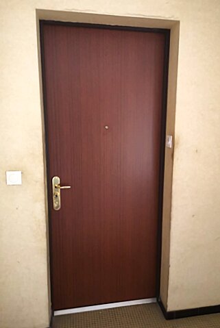 Porte blindée d'appartement FICHET SPHERIS HIS - tôle plastifiée - ton bois acajou clair